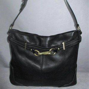 COACH Hamilton Black Pebbled Leather Belted Hobo Bag 12464